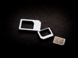 Sim cards and their adaptors are on display.