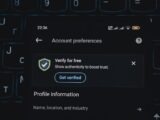 Close-up of a smartphone screen displaying account verification alert. Ideal for security and authenticity themes.